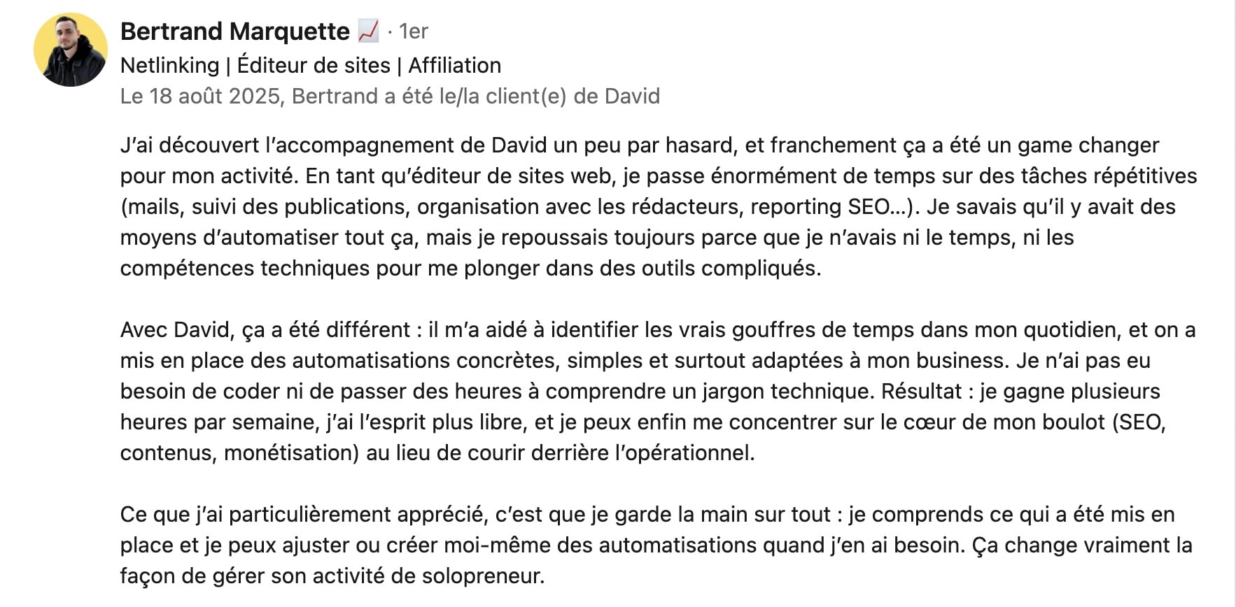 Témoignage client CapsuleWeb