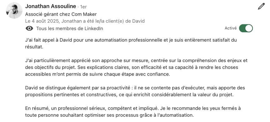 Témoignage client CapsuleWeb