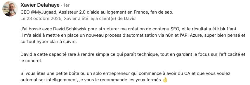 Témoignage client principal